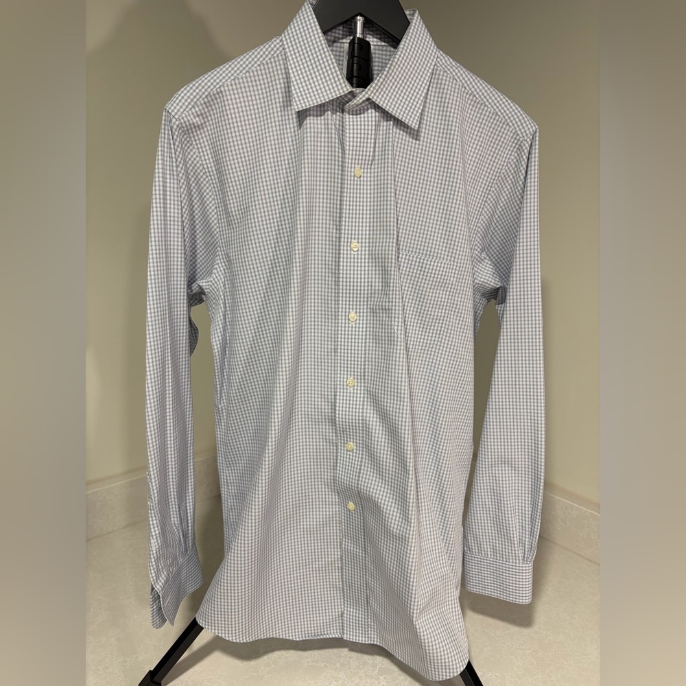 Brooks Brothers Light Blue Checkered Dress Shirt